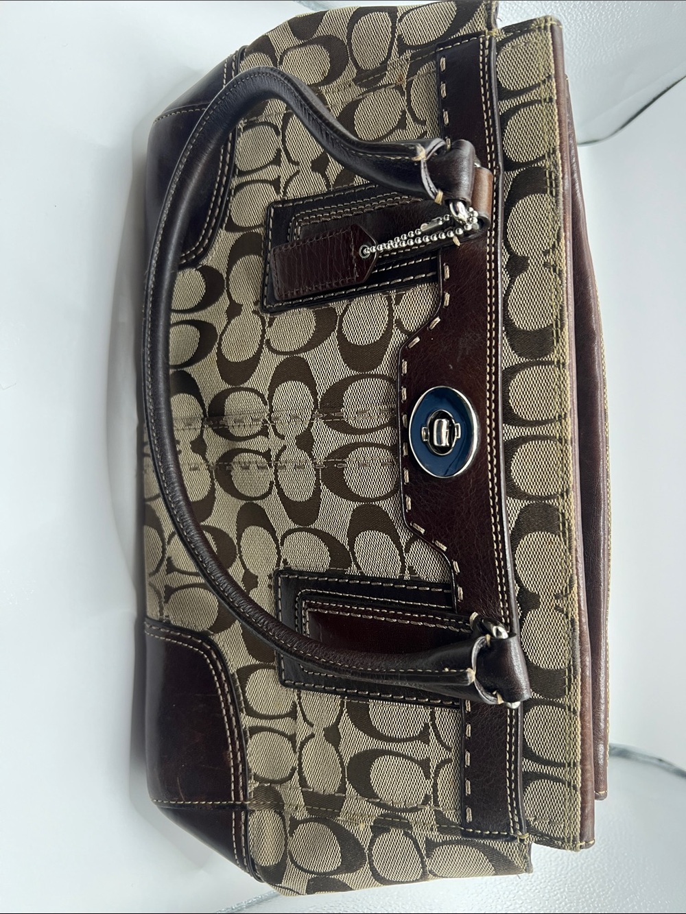 Designer-Style Brown Signature Tote Bag